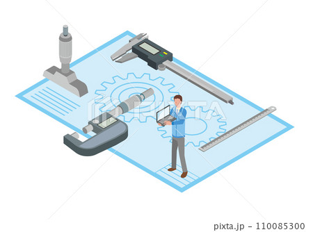 機械設計者と測定器具 110085300