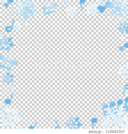 Light blue snowflake and musical notes frame/background_square 110085307