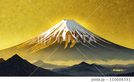 金の富士山のイラスト素材 [110086391] - PIXTA