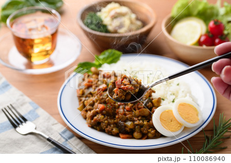 ナスとトマトのたっぷり入った ドライカレー 110086940