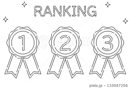 シンプルなランキングメダルバッジのアイコンセット、1位~3位 シンプルなランキングメダルバッジのアイコンセット、1位~3位 110087208