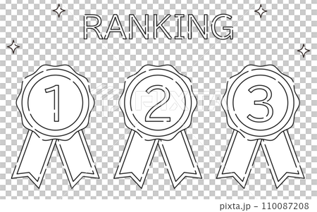 シンプルなランキングメダルバッジのアイコンセット、1位~3位 シンプルなランキングメダルバッジのアイコンセット、1位~3位 110087208