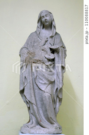 Madonna with Child by the unknown sculptor from the 15th century in the convent of the Friars Minor in Dubrovnik 110088817