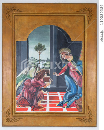 Annunciation of the Virgin, altarpiece in the Catholic church of St. Cyril, Methodius and St. Benedict in Ohrid, Macedonia 110089386
