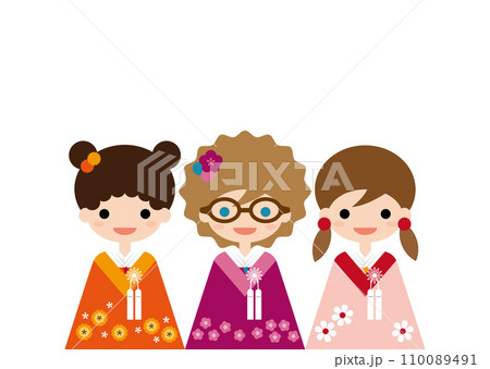 着物を着た外国人と日本人グループ 着物を着た外国人と日本人グループ 110089491