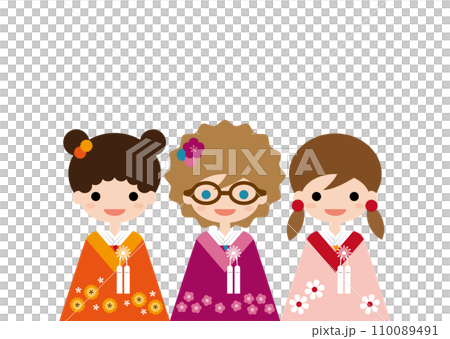 着物を着た外国人と日本人グループ 着物を着た外国人と日本人グループ 110089491