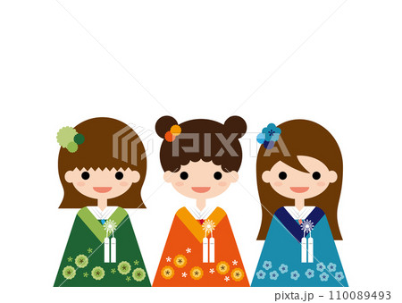 着物を着た女の子達 着物を着た女の子達 110089493