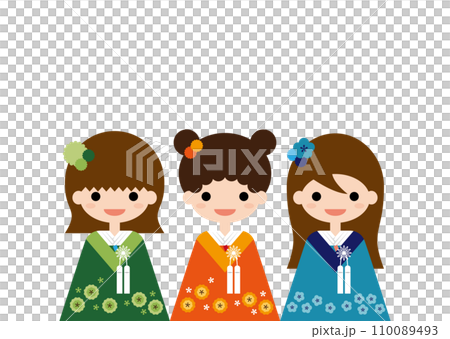 着物を着た女の子達 着物を着た女の子達 110089493