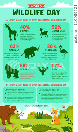 Wildlife Day Infographic Flat Cartoon Hand Drawn Templates Background Illustration Wildlife Day Infographic Flat Cartoon Hand Drawn Templates Background Illustration 110089521