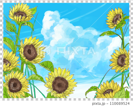 手寫的向日葵和藍天 110089524