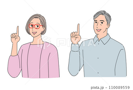 指差しするシニア夫婦 110089559