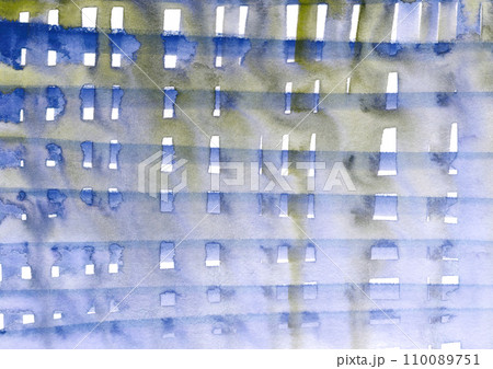 青と黄色の格子模様のような水彩テクスチャの背景イラスト素材 110089751