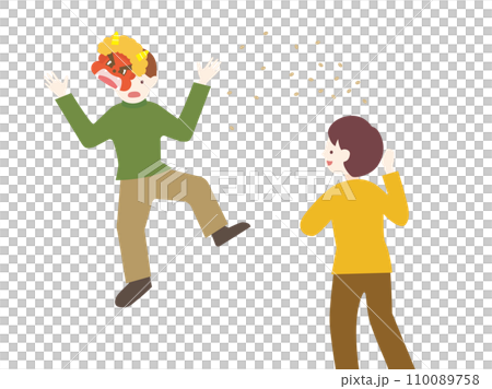 節分の豆まきをする人物のイラスト 節分の豆まきをする人物のイラスト 110089758