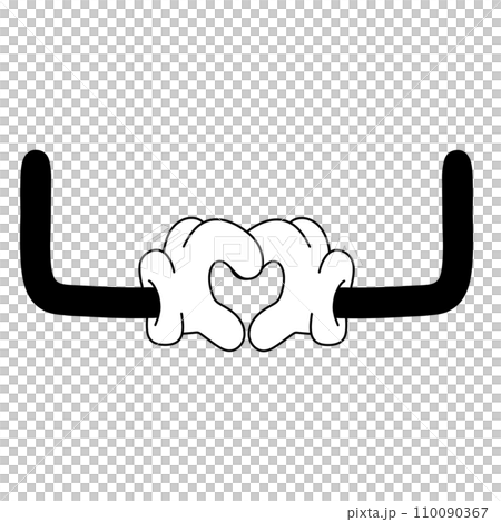 cartoon hand in glove doodle retro groovy vintage comic style Cute illustration character body parts Gesture hand cartoon hand in glove doodle retro groovy vintage comic style Cute illustration character body parts Gesture hand 110090367