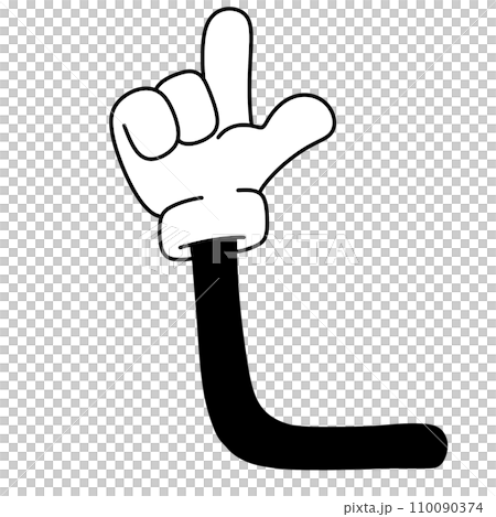 cartoon hand in glove doodle retro groovy vintage comic style Cute illustration character body parts Gesture hand 110090374