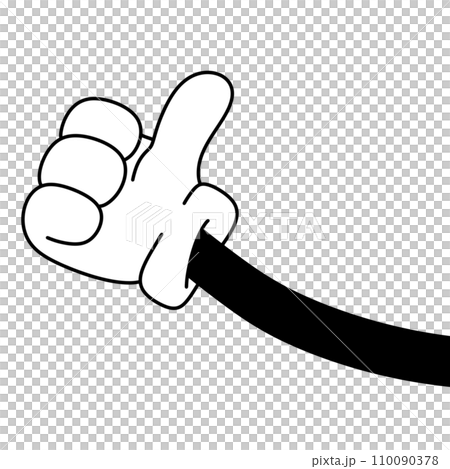 cartoon hand in glove doodle retro groovy vintage comic style Cute illustration character body parts Gesture hand 110090378