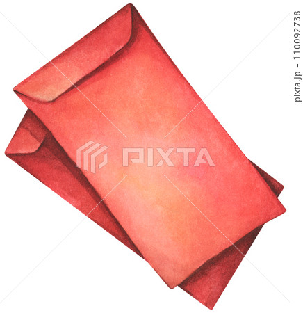 Watercolor illustration of Red envelop. 110092738