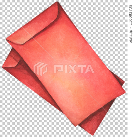 Watercolor illustration of Red envelop. 110092738