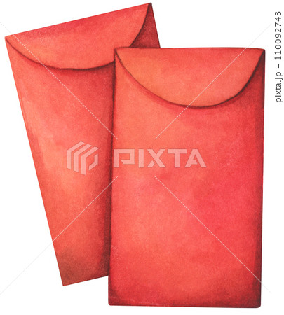 Watercolor illustration of Red envelop. Watercolor illustration of Red envelop. 110092743