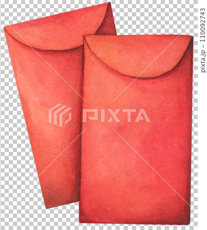 Watercolor illustration of Red envelop. 110092743