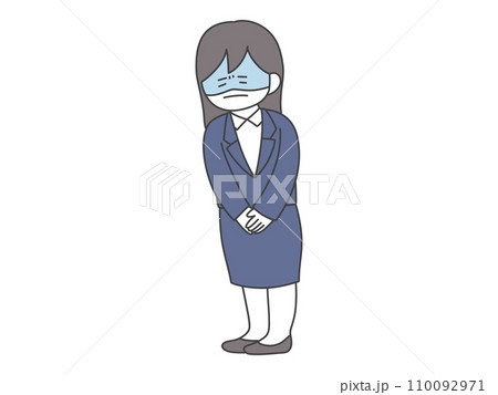 謝るスーツの若い女性 110092971