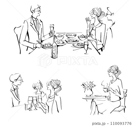 お食事  男女 乾杯 シャンパン コーヒー カフェ  お見合い 結婚式 110093776