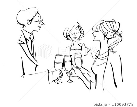 乾杯　グラス　ディナー　男性　女性　ワイン　シャンパン　楽しむ　20代　30代　40代　パーティ 110093778