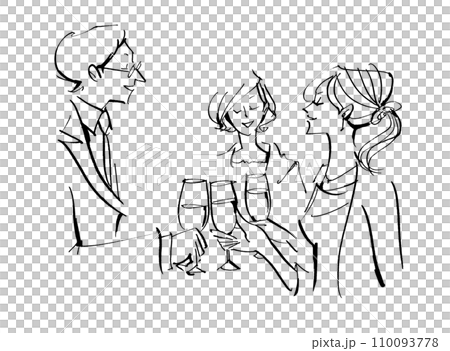 乾杯　グラス　ディナー　男性　女性　ワイン　シャンパン　楽しむ　20代　30代　40代　パーティ 110093778