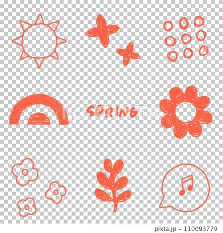 春天般的裝飾線描插圖(紅色) 春天般的裝飾線描插圖(紅色) 110093779