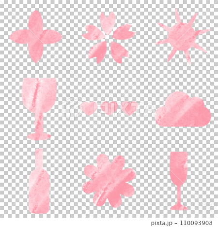 ワインと春に使えるシェイプ素材（ピンク） 110093908