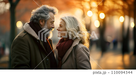 A mature couple in profile 110094344