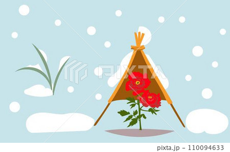 冬牡丹の雪景色 110094633