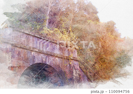 [愛知県]春日井市の愛岐トンネル群の水彩画 110094756