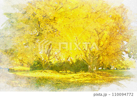 [愛知県]稲沢市祖父江町のぎんなんパークの水彩画 110094772