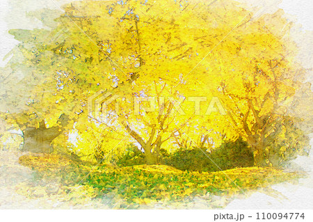 [愛知県]稲沢市祖父江町のぎんなんパークの水彩画 110094774