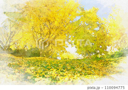 [愛知県]稲沢市祖父江町のぎんなんパークの水彩画 110094775