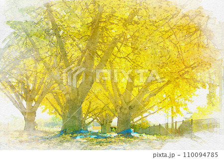 [愛知県]稲沢市祖父江町のぎんなんパークの水彩画 110094785