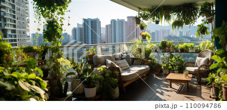 Cozy garden on the balcony 110094786