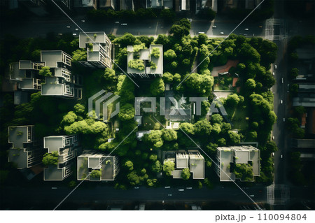 Aerial view of green city 110094804