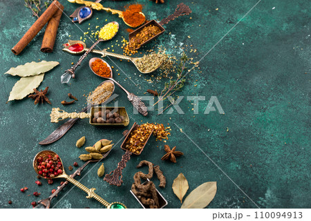 Assortment of different Indian spices and herbs Assortment of different Indian spices and herbs 110094913