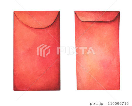 Watercolor illustration of Red envelop. Watercolor illustration of Red envelop. 110096716