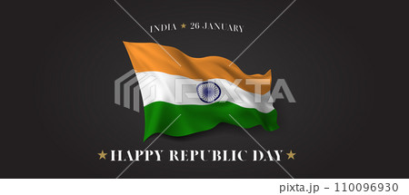 India republic day vector banner, greeting card. Indian wavy flag India republic day vector banner, greeting card. Indian wavy flag 110096930