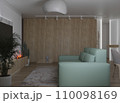 3d rendering of new wabi sabi style living room interior 110098169