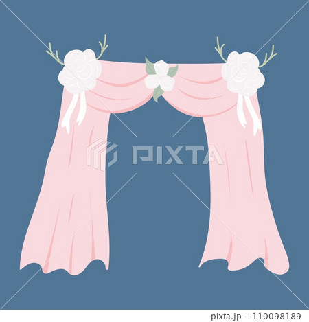 Pink wedding arch with white flowers. Pink wedding arch with white flowers. 110098189