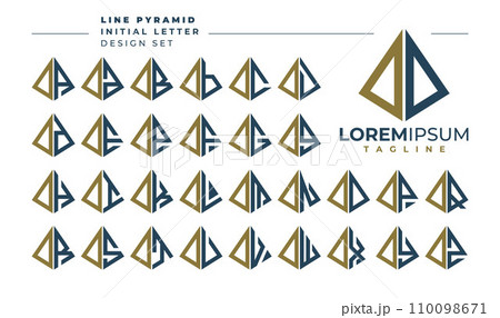 Set of geometric pyramid letter O OO logo, number 0 00 design 110098671