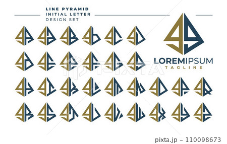Set of geometric pyramid lowercase letter G GG logo, number 9 99 design 110098673