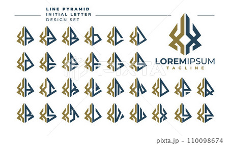 Set of geometric pyramid letter X XX logo design 110098674