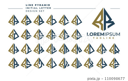 Set of geometric pyramid letter R RR logo design Set of geometric pyramid letter R RR logo design 110098677