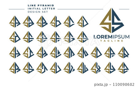 Set of geometric pyramid letter S SS logo design 110098682