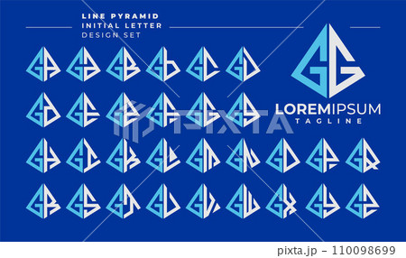 Line abstract pyramid initial letter G GG logo design set 110098699